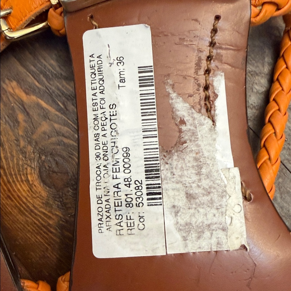 Orange 🍊 Strapy EUC Classic Leather braided TUFI DUEK size 36 or women’s 5.5-6 - Picture 5 of 8